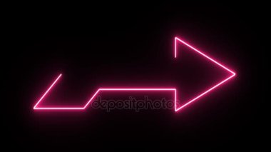 4 k Neon pembe ok şekli titreşen koyu arka plan üzerinde