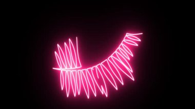 4 k Neon pembe fern şekil titreşen koyu arka plan üzerinde
