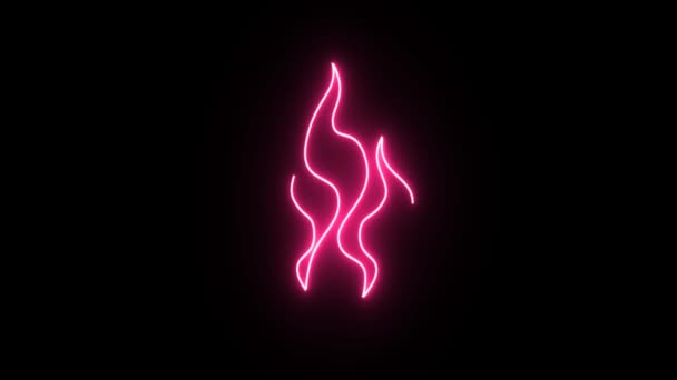 4K Neon pink fire shape flickering on dark background — Stock Video