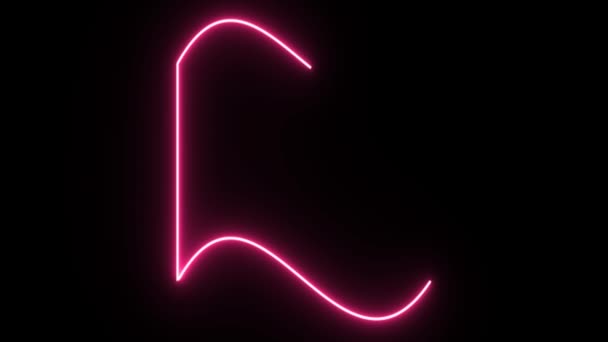 4K forme de drapeau rose fluo scintillant sur fond sombre 