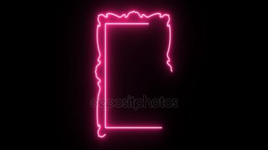 4 k Neon pembe çerçeve şekli titreşen koyu arka plan üzerinde
