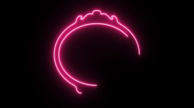 4 k Neon pembe çerçeve şekli titreşen koyu arka plan üzerinde
