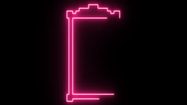 4K Neon pink frame shape flickering on dark background — Stock Video