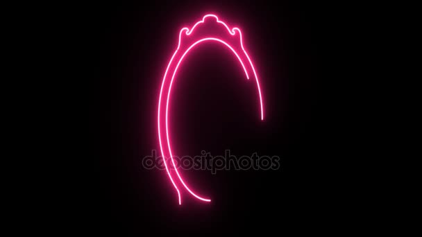 4 k Neon rosa ram form flimmer på mörk bakgrund — Stockvideo
