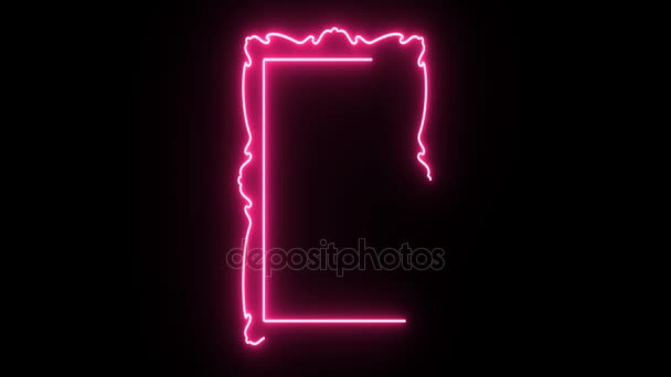 4K forme de cadre rose fluo scintillant sur fond sombre 