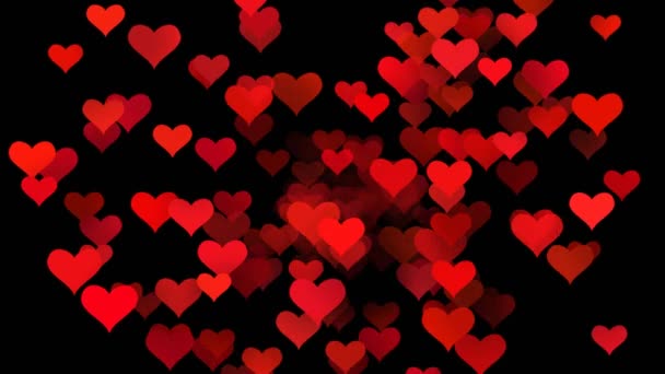Красные любовные сердца оживили фон в 4К — стоковое видео