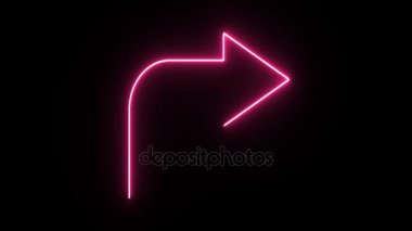 4 k Neon pembe ok şekli titreşen koyu arka plan üzerinde
