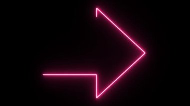 4 k Neon pembe ok şekli titreşen koyu arka plan üzerinde