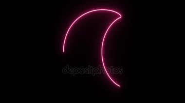4 k Neon pembe ay şekli titreşen koyu arka plan üzerinde
