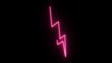 4 k Neon pembe yıldırım şekil koyu arka plan üzerinde titreşen
