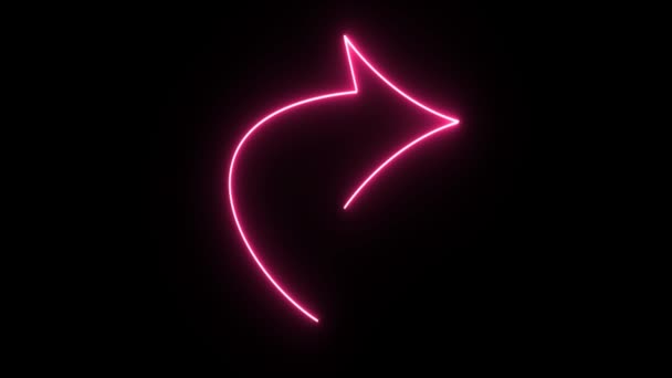 4 k Neon rózsaszín nyíl alakú villódzó sötét háttér — Stock videók