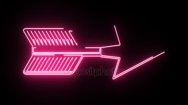 4 Neon kształt k różową strzałkę migotanie na ciemnym tle — Wideo stockowe