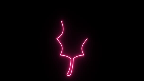 4K Неоновый розовый лист формы мерцания на темном фоне — стоковое видео