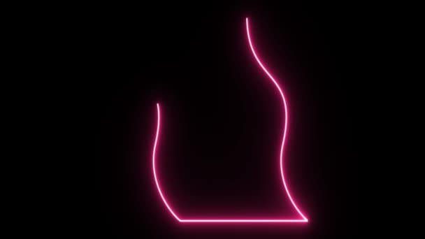 4K Neon pink page shape flickering on dark background — Stock Video