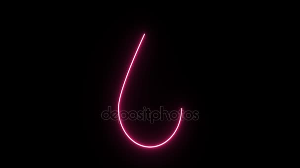 4K Neon pink raindrop shape flickering on dark background — Stock Video