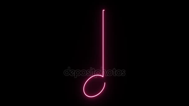 4K Neon pink quarter note shape flickering on dark background — Stock Video