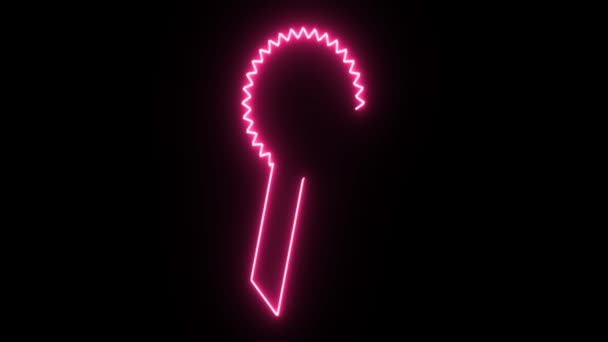 4 k Neon růžová stuha tvar blikání na tmavém pozadí — Stock video