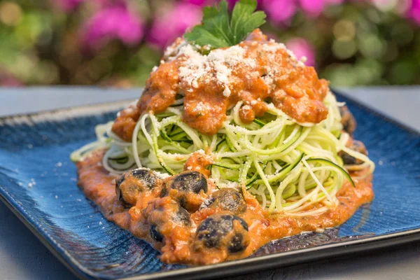 Zoodles Marinara πιάτο Εικόνα Αρχείου