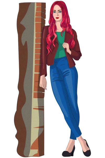 Hermosa chica con el pelo rojo — Vector de stock