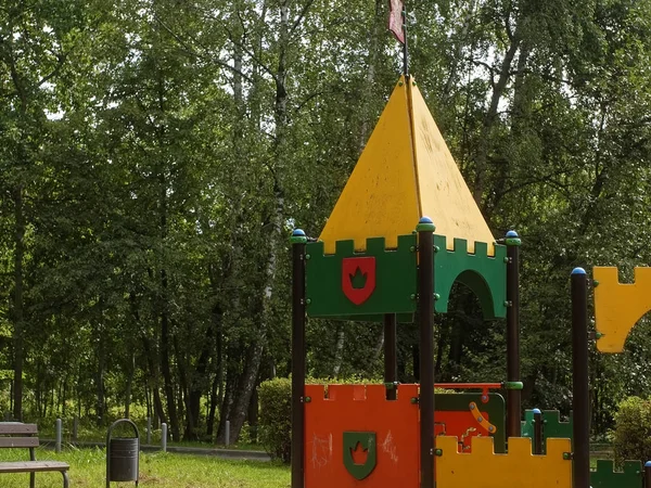 Kinderspielplatz Sommer Einem Sonnigen Tag Moskau — Stockfoto
