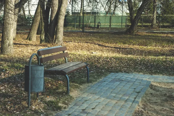 Sentier Pierre Dans Parc Automne Moscou — Photo