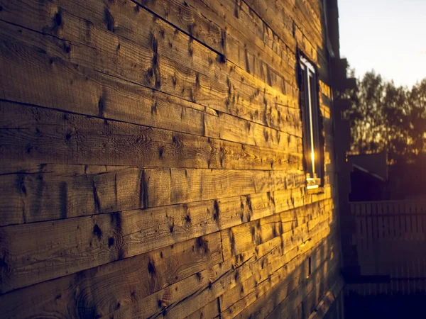 Sonnenlicht Der Wand Eines Holzhauses Russland — Stockfoto