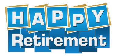 Mutlu emeklilik mavi kareler çizgili 