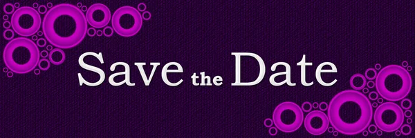 Save The Date Purple Pink Rings Horizontal — Stock Photo, Image