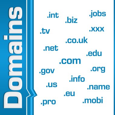 Etki alanları Wordcloud yan metin mavi 