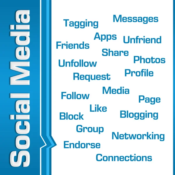 Социальные медиа Wordcloud Text Blue — стоковое фото