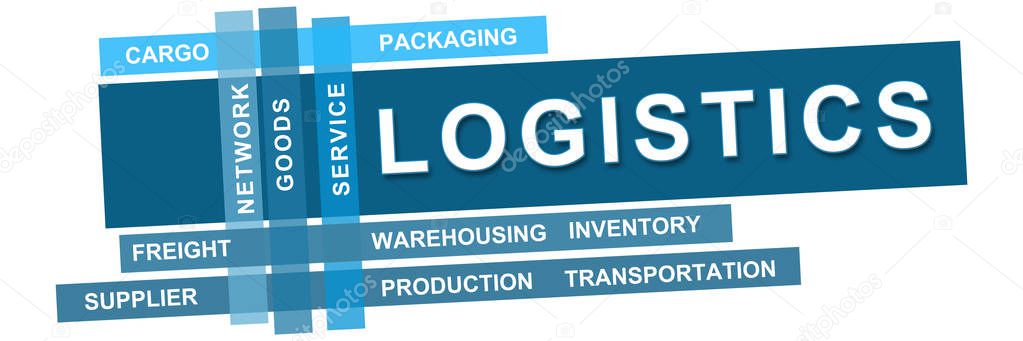 Logistics Wordcloud Blue Stripes 