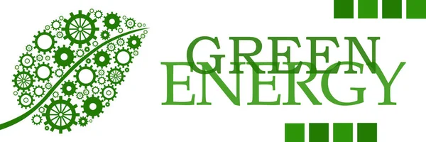 Folha de energia verde com engrenagens Horizontal — Fotografia de Stock