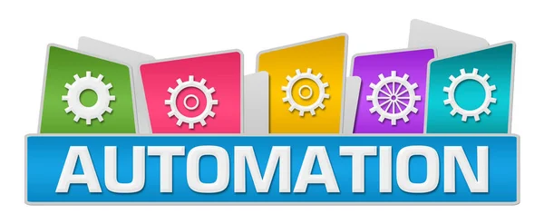 Automatisering met kleurrijke versnellingen bovenop — Stockfoto