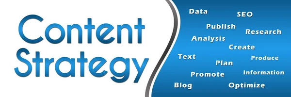 Estrategia de contenido Wordcloud Blue Horizontal — Foto de Stock