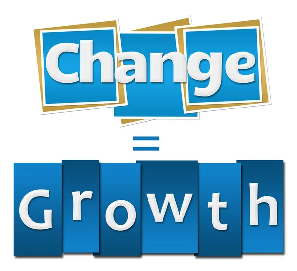Cambio es igual a Crecimiento Azul Cuadrados Rayas — Foto de Stock