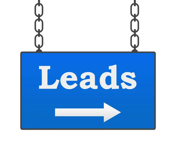 Leads letrero colgante azul — Foto de Stock