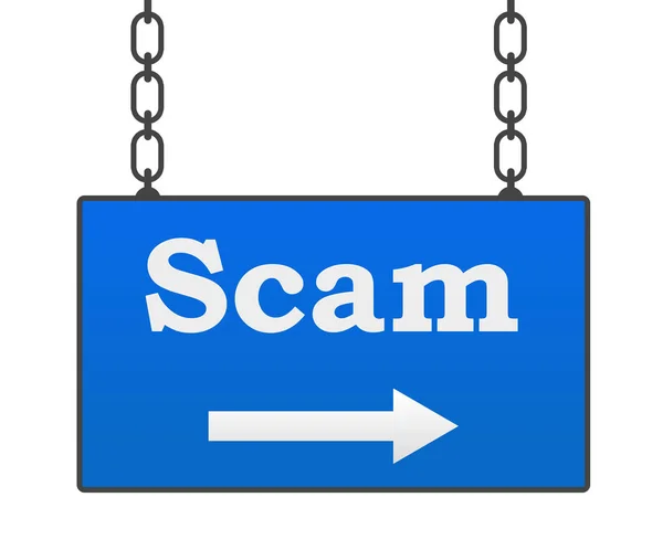 Scam Blue Hanging Signboard — Stok Foto