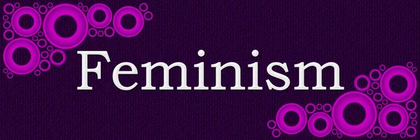 Feminismus fialové růžové kroužky vodorovně — Stock fotografie