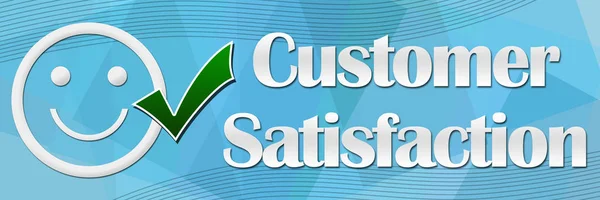 Kundenzufriedenheit blaue Quadrate Hintergrund — Stockfoto