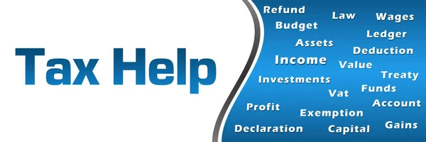 Tax Help Word Cloud Blue Horizontal — Stock Photo, Image