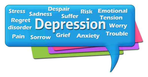 Komentar Berwarna Wordcloud Depresi — Stok Foto