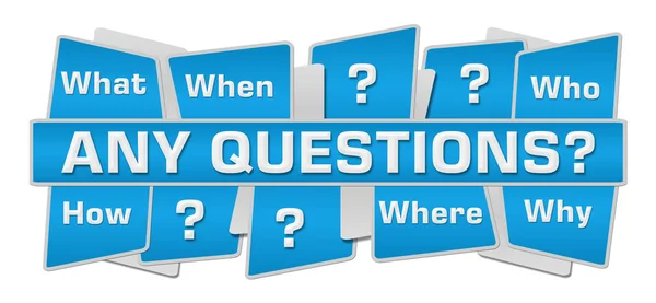 Any Questions Blue Squares Top Bottom — Stock Photo, Image