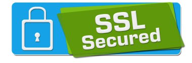 Ssl güvenli, yeşil, mavi kareler döndürülmüş 