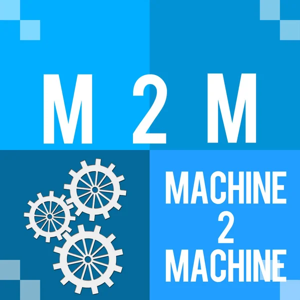 M2m - modré čtyři bloky na stroji — Stock fotografie