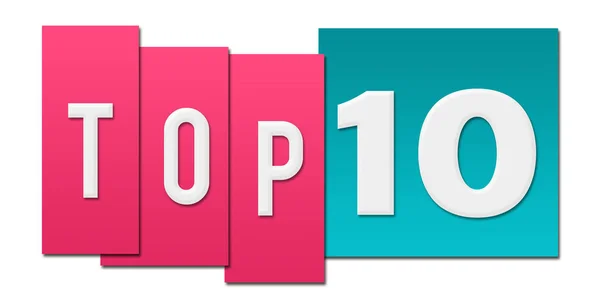 Top Dieci Scritto Sfondo Rosa Blu — Foto Stock
