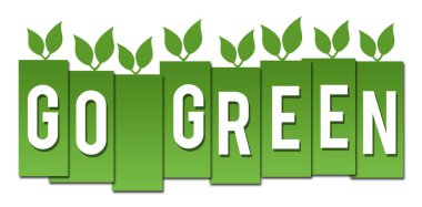 Yeşil konsept resmi metin ve yaprakları yeşil arka plan üzerinde gitmek.