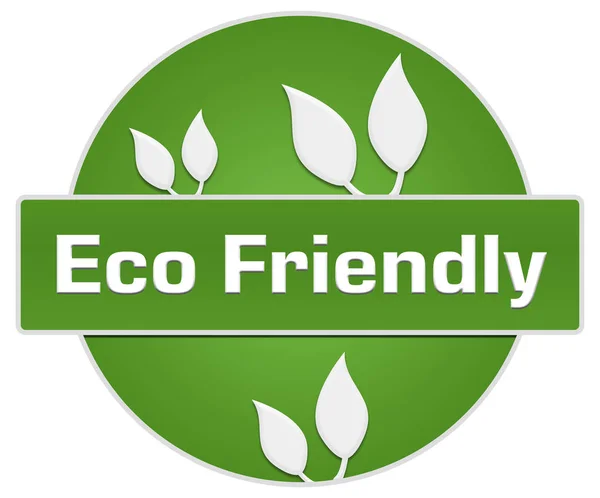 Umweltfreundliches Konzeptbild Mit Text Und Blättersymbol Auf Grünem Hintergrund — Stockfoto