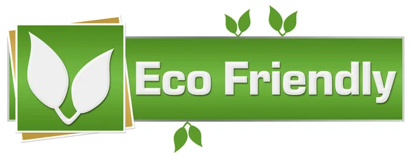 Miljövänlig Konceptbild Med Text Och Lämnar Symbol Över Grön Bakgrund — Stockfoto