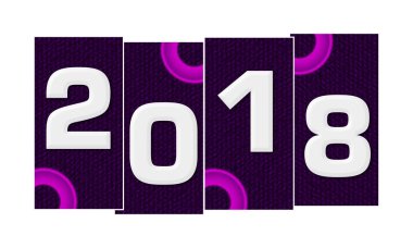 Mutlu yeni yıl 2018 metin pembe renkli arka plan üzerinde yazılmış.