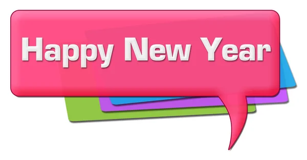 Mutlu Yeni Yıl Metin Pembe Renkli Arka Plan Üzerinde Yazılmış — Stok fotoğraf